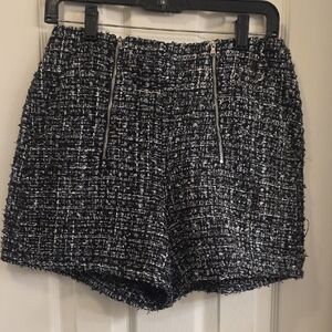 Express Black and White Tweed High-Waist Shorts